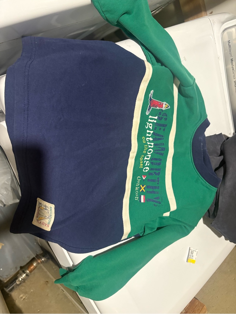 Vintage OshKosh B'gosh Green and Navy Lighthouse Pullover Sweatshirt kids